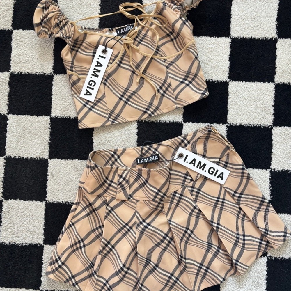 I.AM.GIA Checkered Tan and Black Set